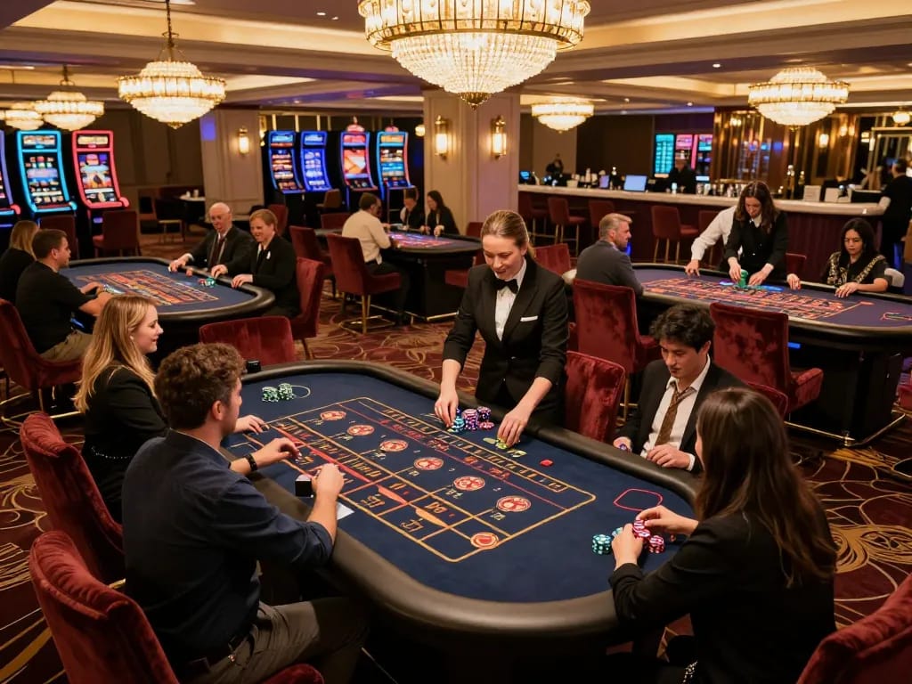ONE88 live casino scene showing players engaged at roulette tables, highlighting excitement and elegance