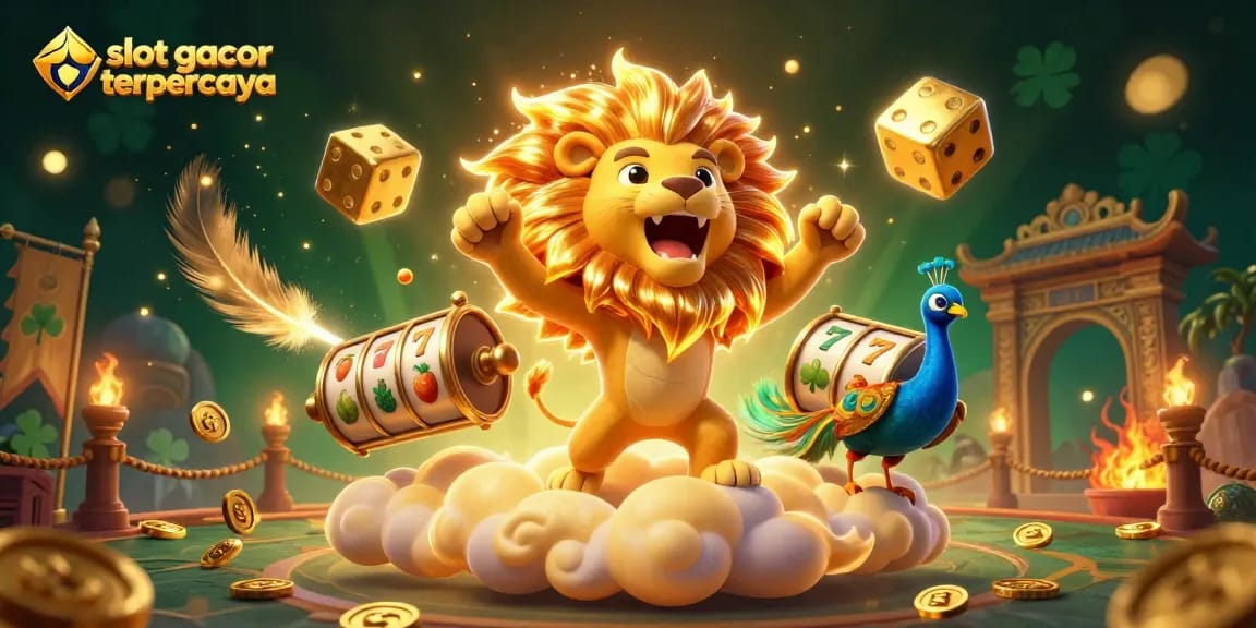 Play slot gacor terpercaya with captivating characters in a vibrant casino scene.