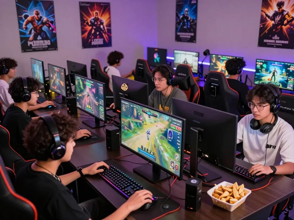 Engaged gamers enjoying a thrilling experience on https://789p.gg/ in a vibrant gaming lounge.