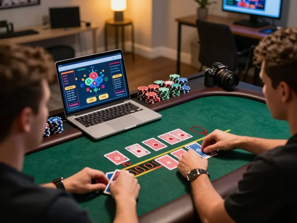 Engaged player enjoying F168 live dealer blackjack game on their laptop with vibrant casino interface.