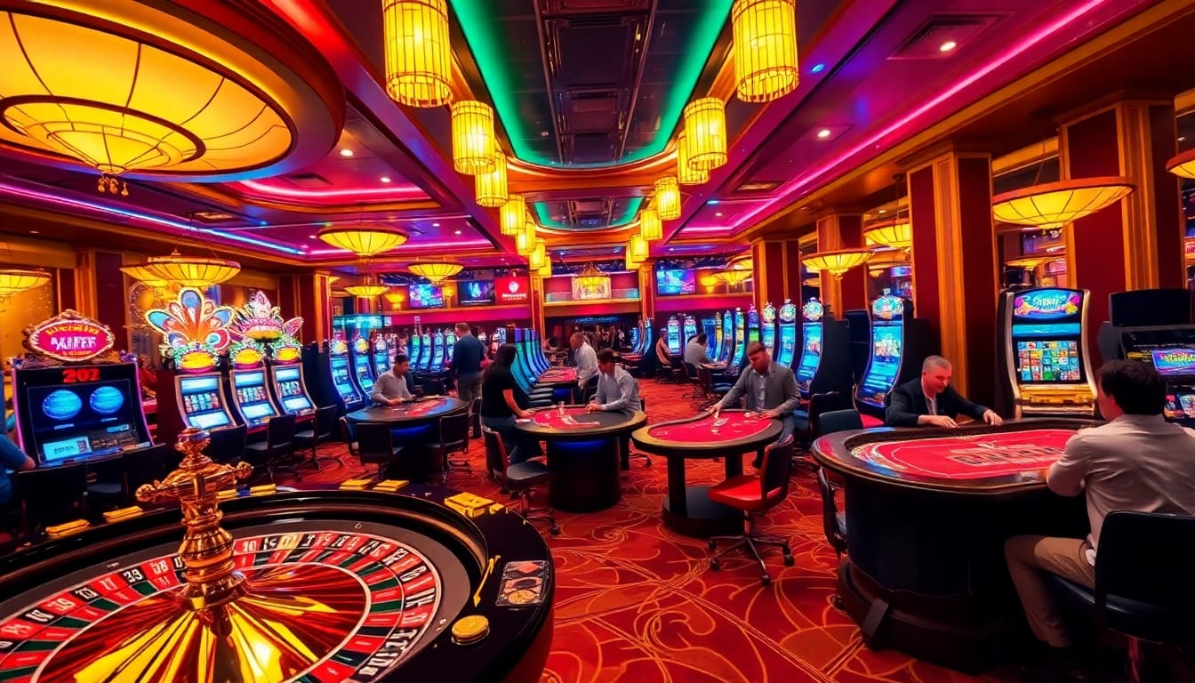 Experience the thrill of gambling at https://78winel.com/ with a vibrant casino scene filled with excitement.