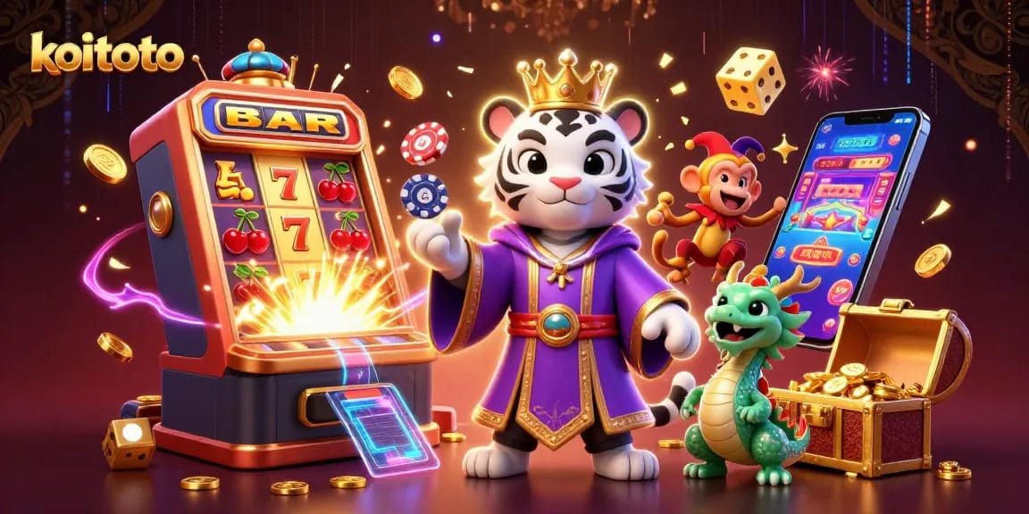Experience thrilling wins at koitoto with a vibrant casino scene featuring dynamic characters and exciting game elements.