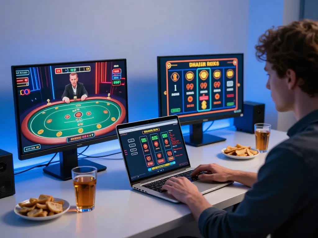 Engaging online gaming moment with msg777 shown on multiple screens, highlighting strategic play.