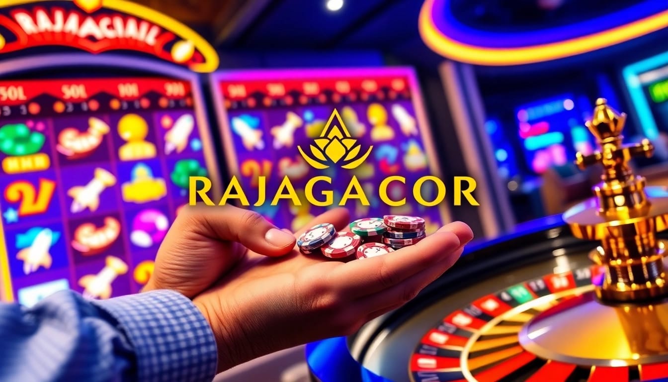 RAJAGACOR player winning at a futuristic slot machine game.