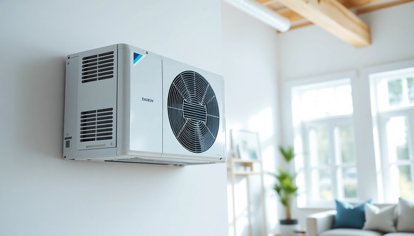 Showcasing a daikin mini split ac unit in a modern living room, highlighting its sleek design and efficient features.