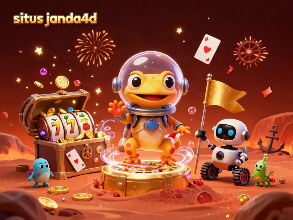 Permainan menarik di situs janda4d dengan karakter alien dalam kasino emas di Mars.