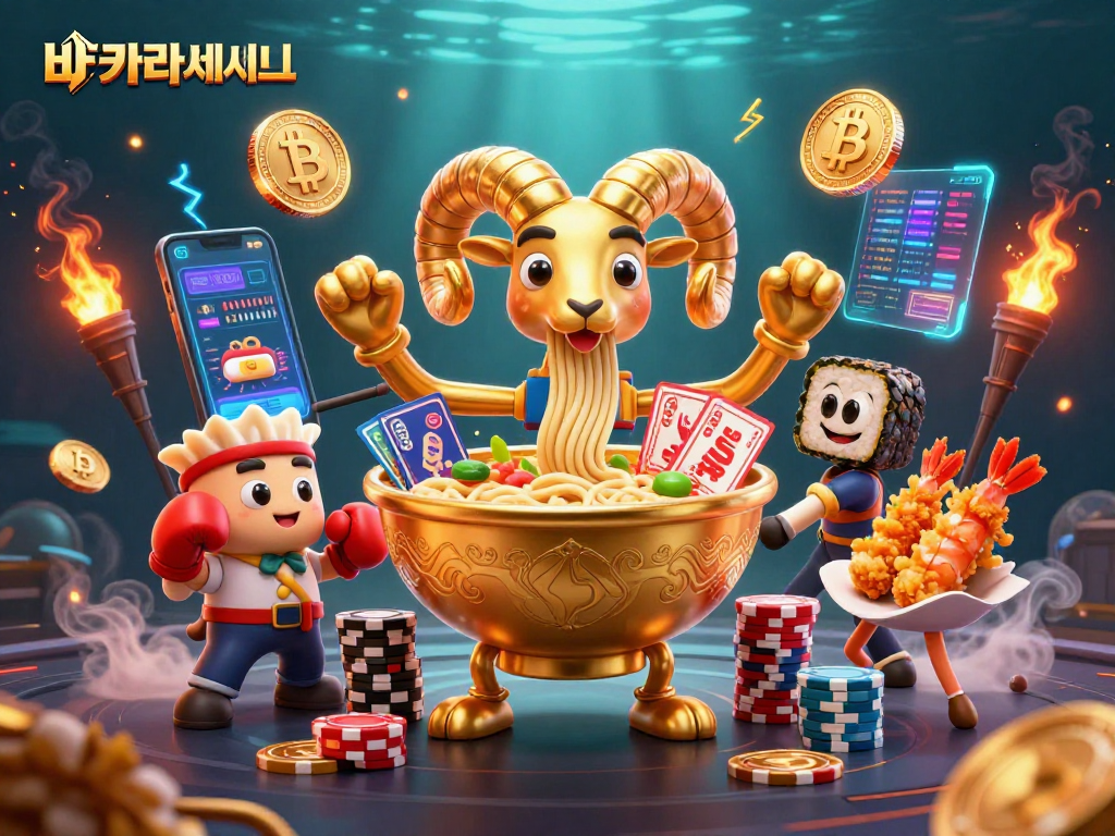 안전한 바카라사이트에서 카드와 칩을 나누는 3D 캐릭터들의 생동감 넘치는 장면