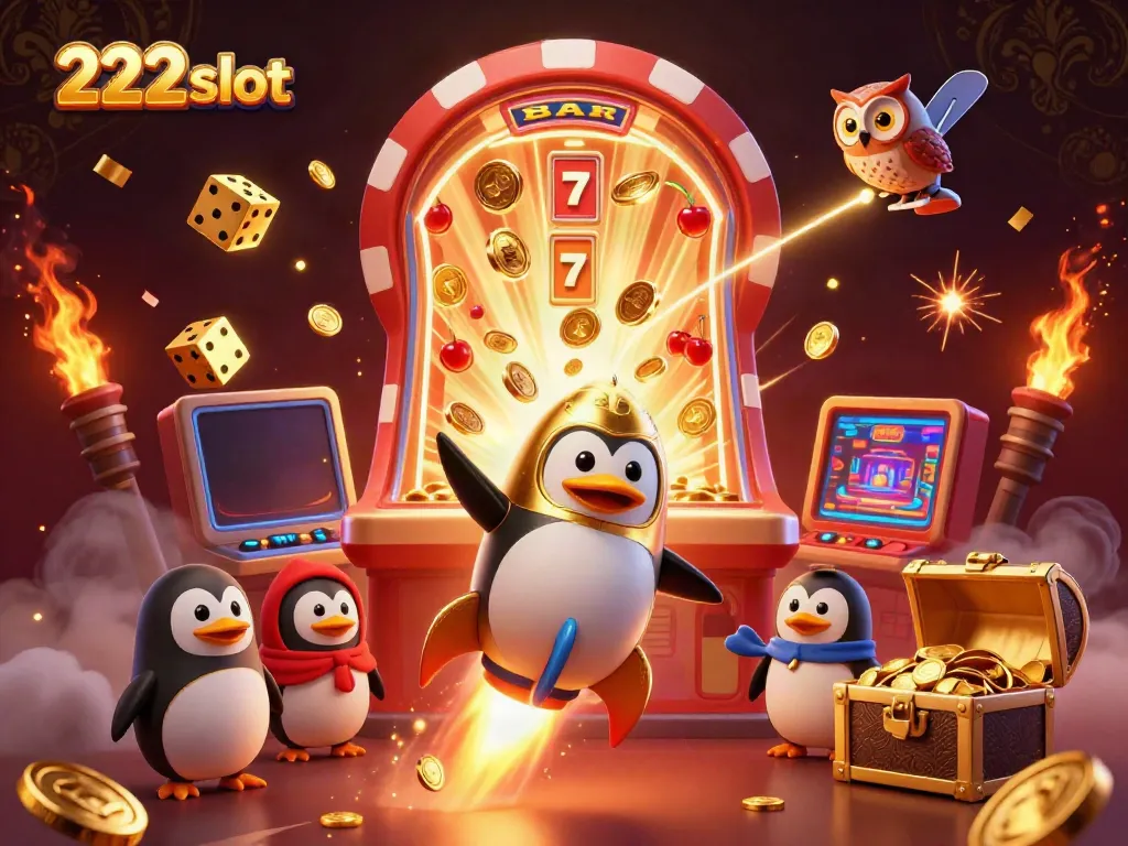 Rasakan pengalaman bermain slot dengan 222slot, di mana kepingan emas dan jackpot menyatu dalam satu ilustrasi.