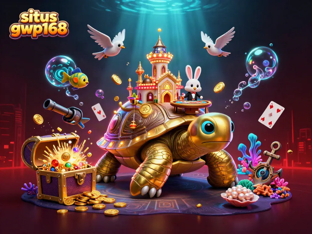 Permainan di situs gwp168 dengan ilustrasi vertikal kasino bawah laut yang memikat dan unik.