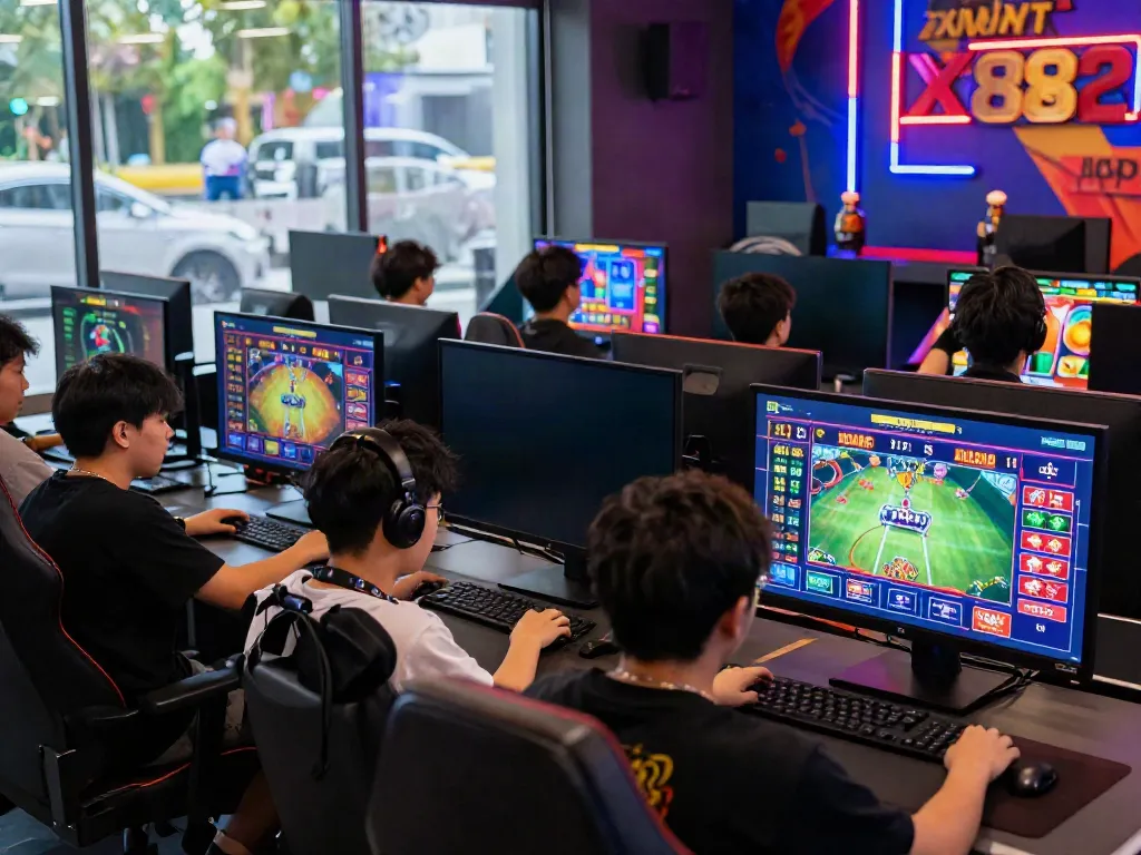 Players engaging with the XX88 platform in a vibrant gaming scene, showcasing excitement and modern design.