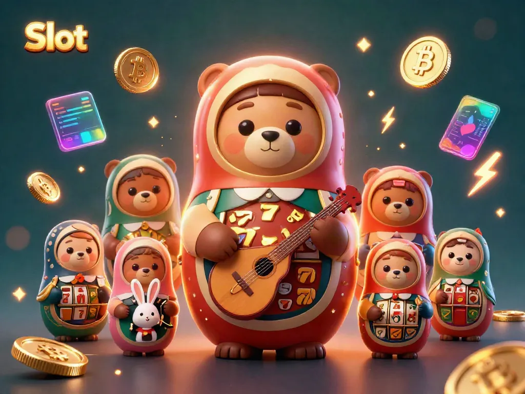 Slot dengan beruang Matryoshka dan elemen kasino interaktif untuk pengalaman bermain yang menarik.