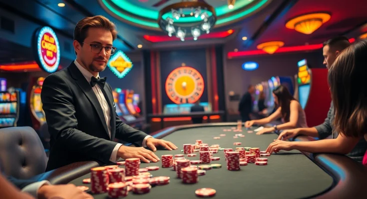 Experience thrilling gambling excitement at https://nk88s.net/ with a vibrant online casino scene featuring poker action.