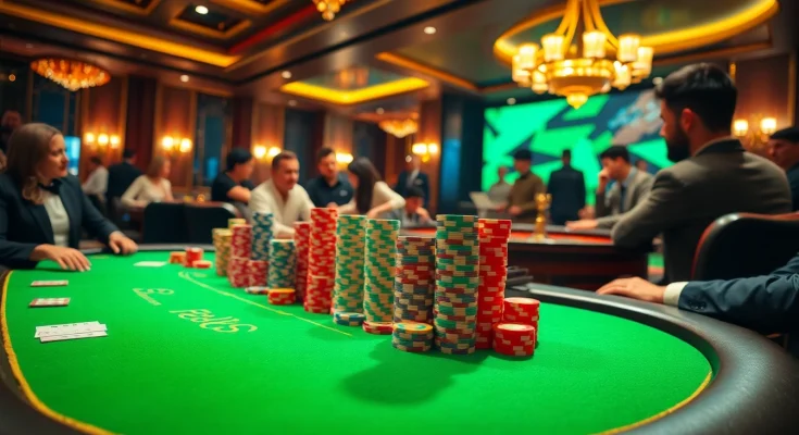 BEM88 casino excitement with players at a poker table enjoying high-stakes action.