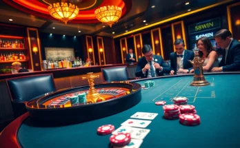 Exciting casino scene showcasing 58WIN poker night with vibrant chips and cards.