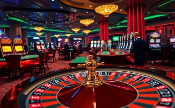 Experience excitement at uu88 casino with vibrant gaming tables, dealers, and colorful chips in a luxurious setting.