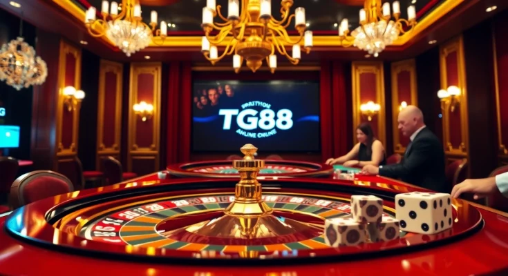 Exciting gambling action at TG88 casino with roulette and poker chips on display.