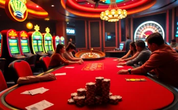Experience thrilling gameplay at tg88's luxurious casino filled with poker tables and slot machines.