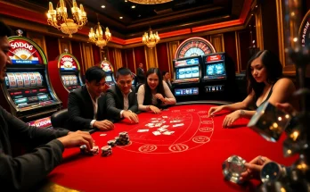 SODO66 casino table with vibrant poker chips and cards, showcasing an exciting gambling atmosphere.
