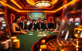 Exciting blackjack action at XX88 casino with colorful cards and chips on a luxurious table.