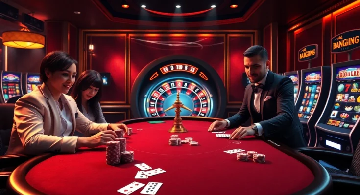 Action-packed poker game at https://okwinbiz.com/ with colorful chips and stylish decor.