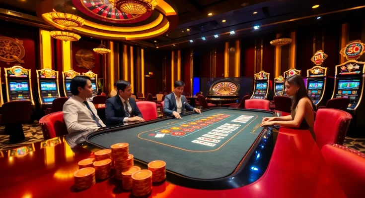 Experience excitement with Game bài bomwin at a luxurious casino poker table.