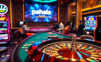 Pahala4d players engaging at an exciting casino table filled with vibrant poker chips and roulette wheels.