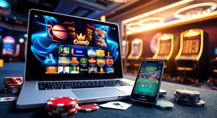 Co88 captures the excitement of online gaming with a vibrant casino atmosphere, showcasing live casino games on sleek devices.