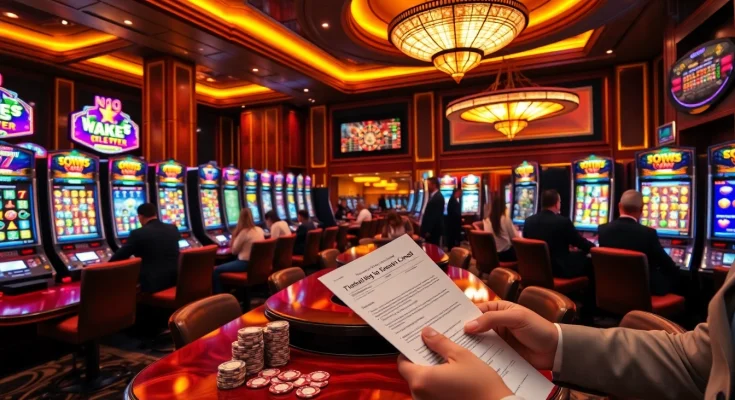 Excited players experiencing the thrill of slot gacor wins in a luxurious casino setting.
