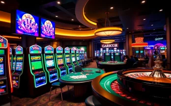 Experience vibrant slot gacor machines showcasing big wins in a luxurious casino setting.