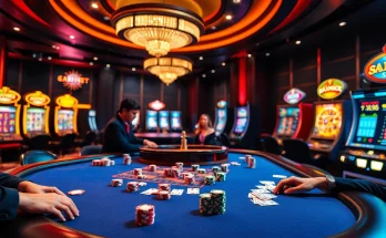 Engaging poker game at a luxurious casino by PG Provider, showcasing excitement and strategy.