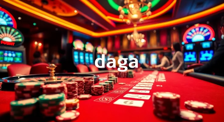 The daga poker scene reveals an exciting gambling atmosphere with vibrant details in a luxurious casino.