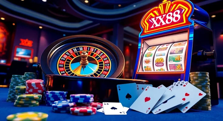 Experience high-stakes action at link xx88 with vibrant casino visuals and exciting gambling elements.