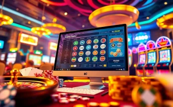 Experience the thrill of Lô Đề Trực Tuyến with vibrant online gambling elements like poker chips and slot machines.