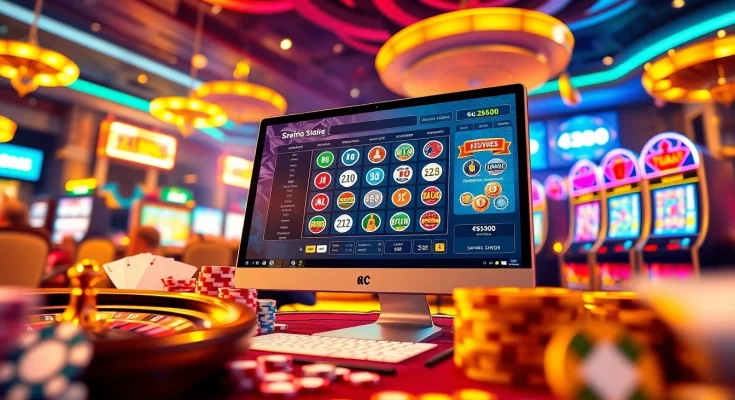 Experience the thrill of Lô Đề Trực Tuyến with vibrant online gambling elements like poker chips and slot machines.