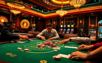 SODO players strategizing at a luxurious poker table, showcasing chips and cards in action.