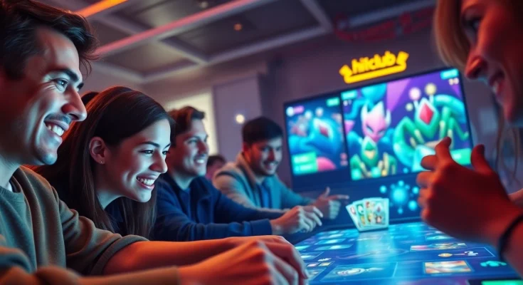 Hitclub card game scene showcasing players engaged in thrilling gameplay and vibrant digital graphics.
