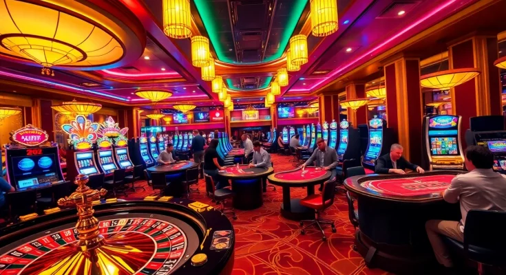 Experience the thrill of gambling at https://78winel.com/ with a vibrant casino scene filled with excitement.