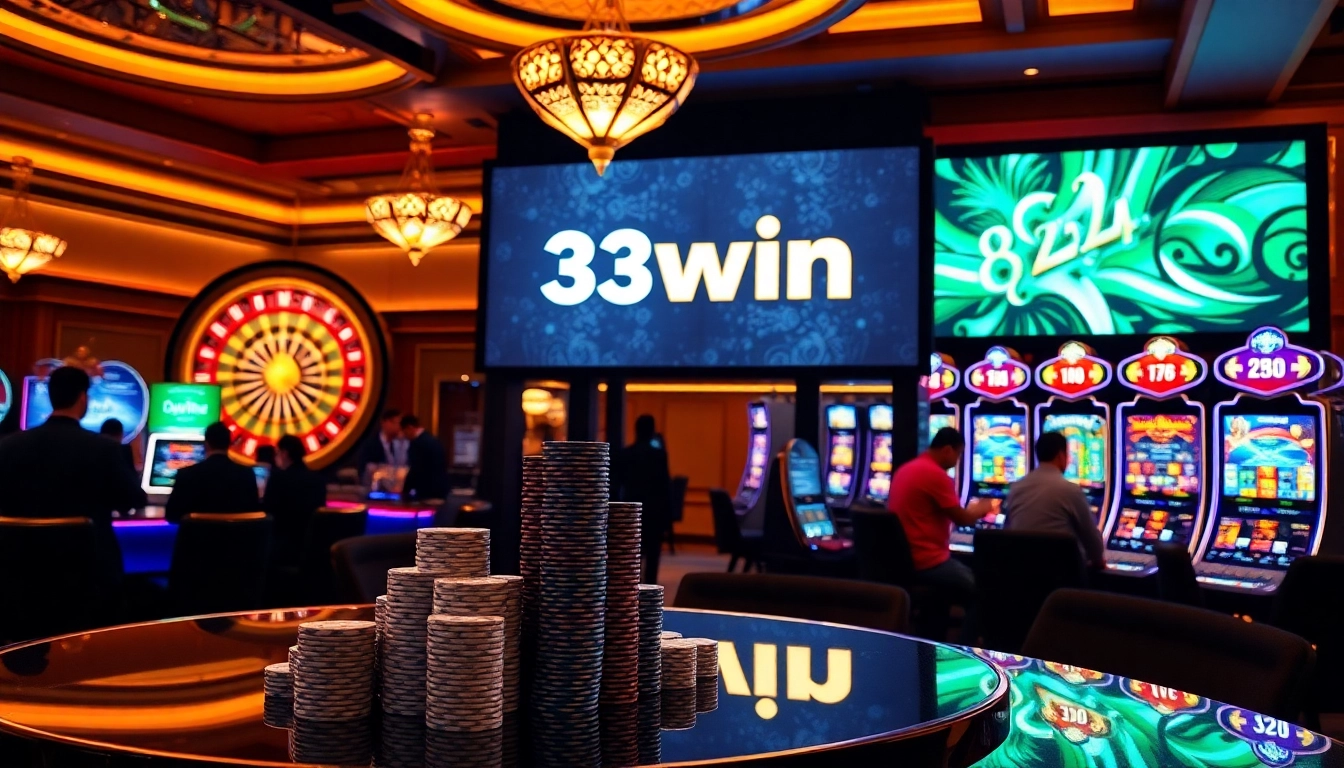 Rasakan kegembiraan 33win68 dengan visual permainan kasino yang penuh warna menampilkan roulette dan poker.