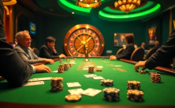 Experience the thrill of juragan77 at a lavish poker table with dramatic lighting and luxury.