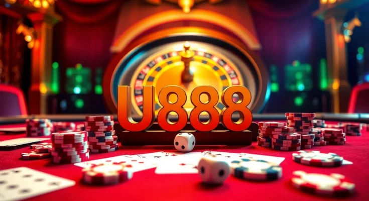 Exciting gameplay at U888 casino with polished poker chips and roulette wheel