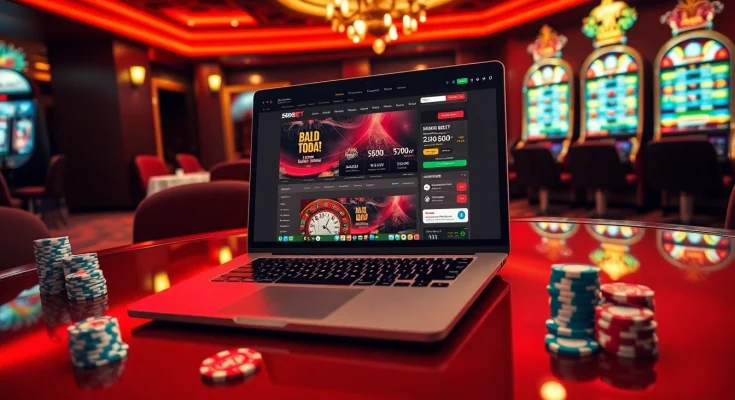 SBOBET link alternatif showcasing an exciting online betting interface with casino elements for gamblers.