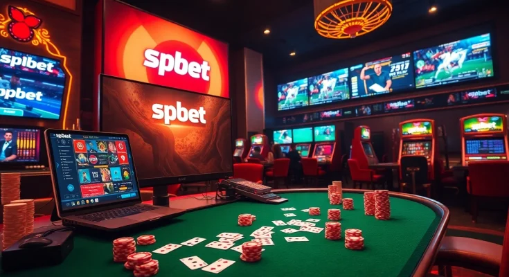 Experience thrilling gameplay with sp8bet’s dynamic online casino featuring vibrant chips and slot machines.