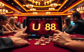 UU88 players enjoying a thrilling poker game with stylish chips and a vibrant atmosphere.
