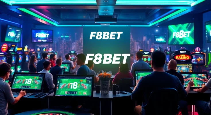 F8BET's vibrant online betting environment showcasing enthusiastic players and modern digital platforms.