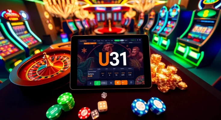 Exciting U31 casino gameplay showcasing a vibrant interface with roulette and poker elements.