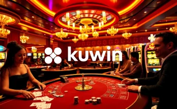 Kuwin online casino interface showcasing thrilling gaming action with vibrant tables and slot machines.