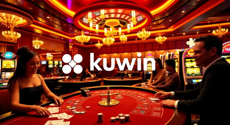 Kuwin online casino interface showcasing thrilling gaming action with vibrant tables and slot machines.