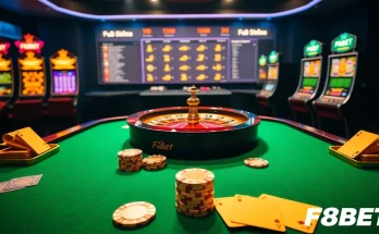 Experience the thrill of F8BET with vibrant casino gaming elements like roulette and poker.