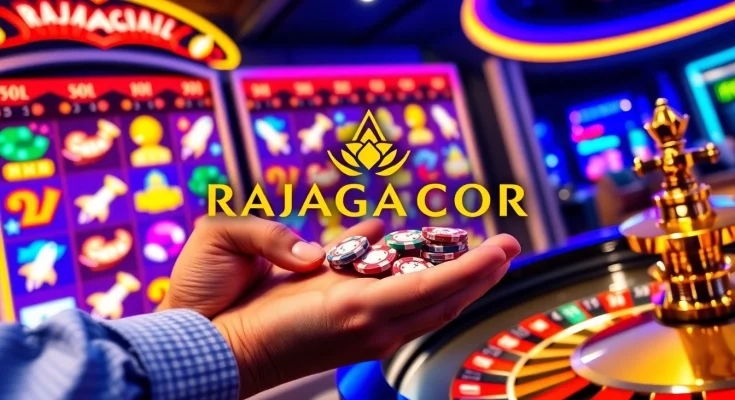 RAJAGACOR player winning at a futuristic slot machine game.