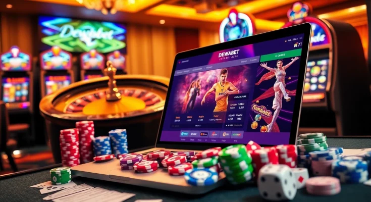 Experience thrilling gameplay at Dewabet Asia with colorful chips and vibrant online betting features.